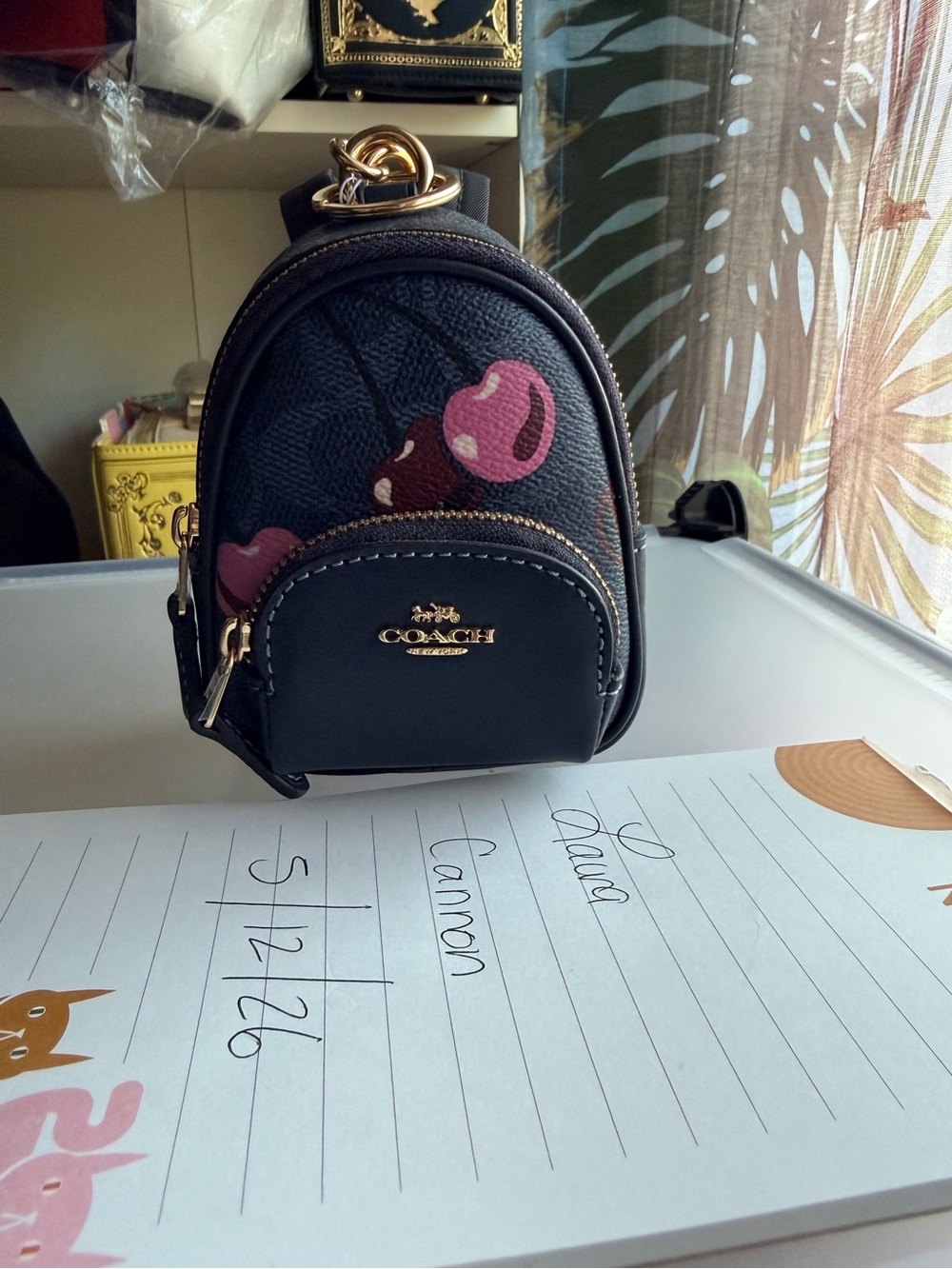 Coach cherry Mini Backpack Bag Charm NWT